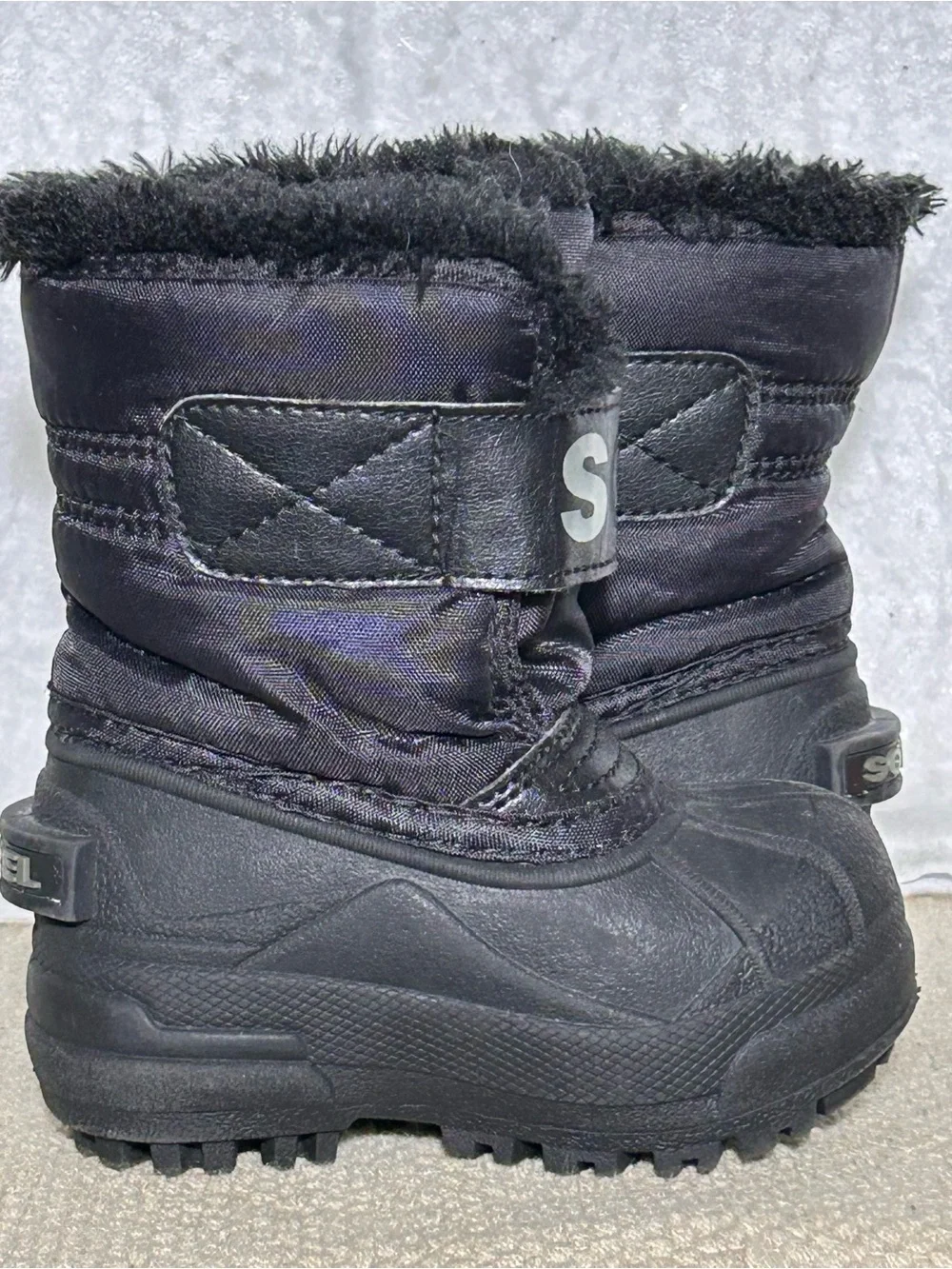 Sorel Kids Black Snow Commander Waterproof 200g Insulated Winter Boots SZ 5